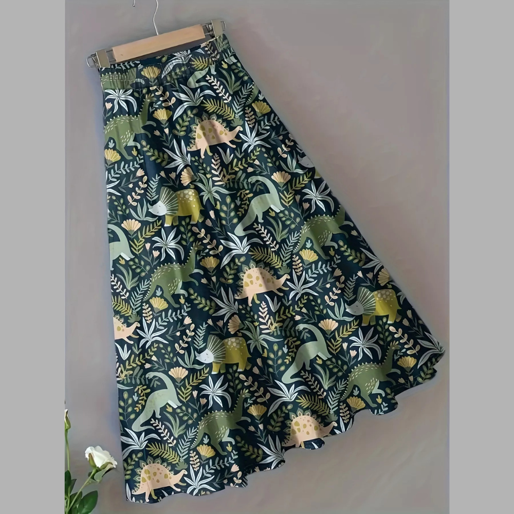 Printed Elastic Waist Skirt