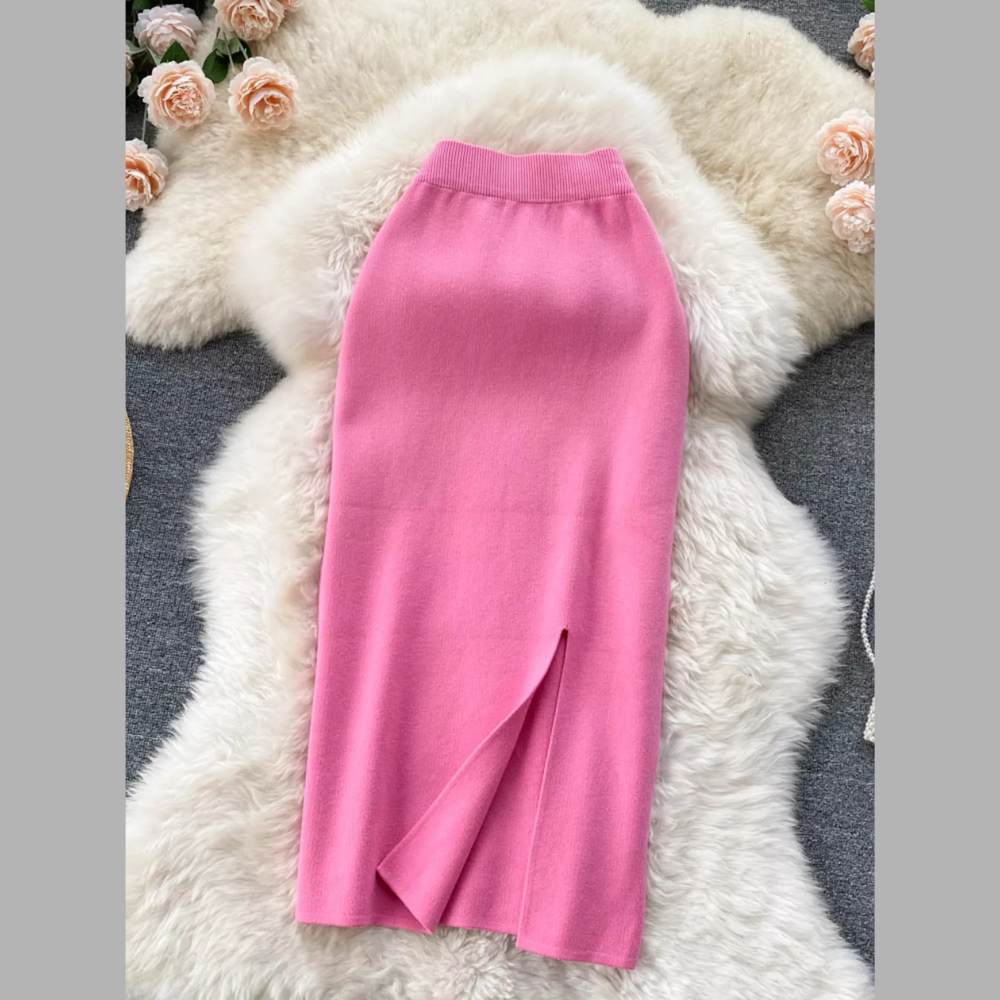 Slit Knit Midi Skirt