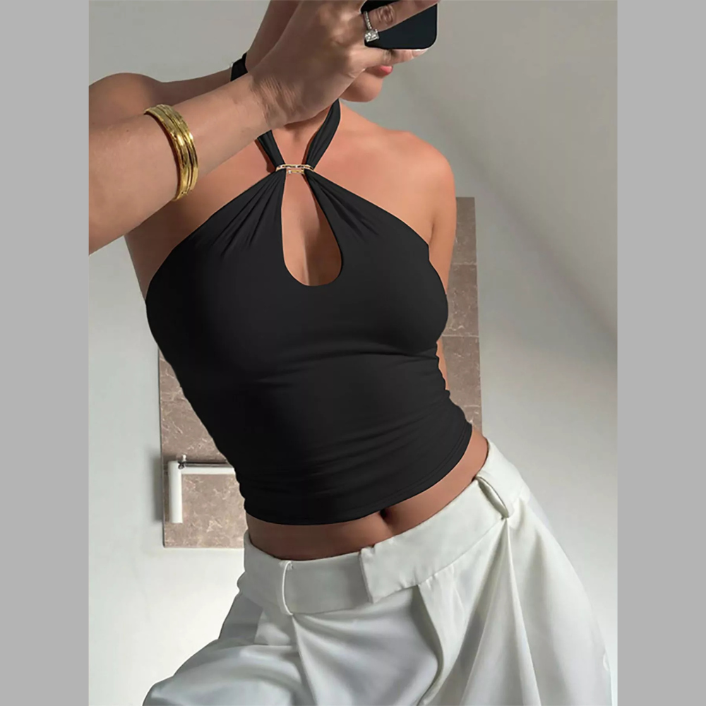 Halter Neck Cami with Keyhole Detail