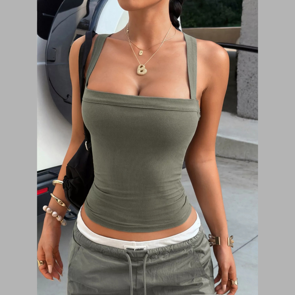 Ribbed Square Neck Cami