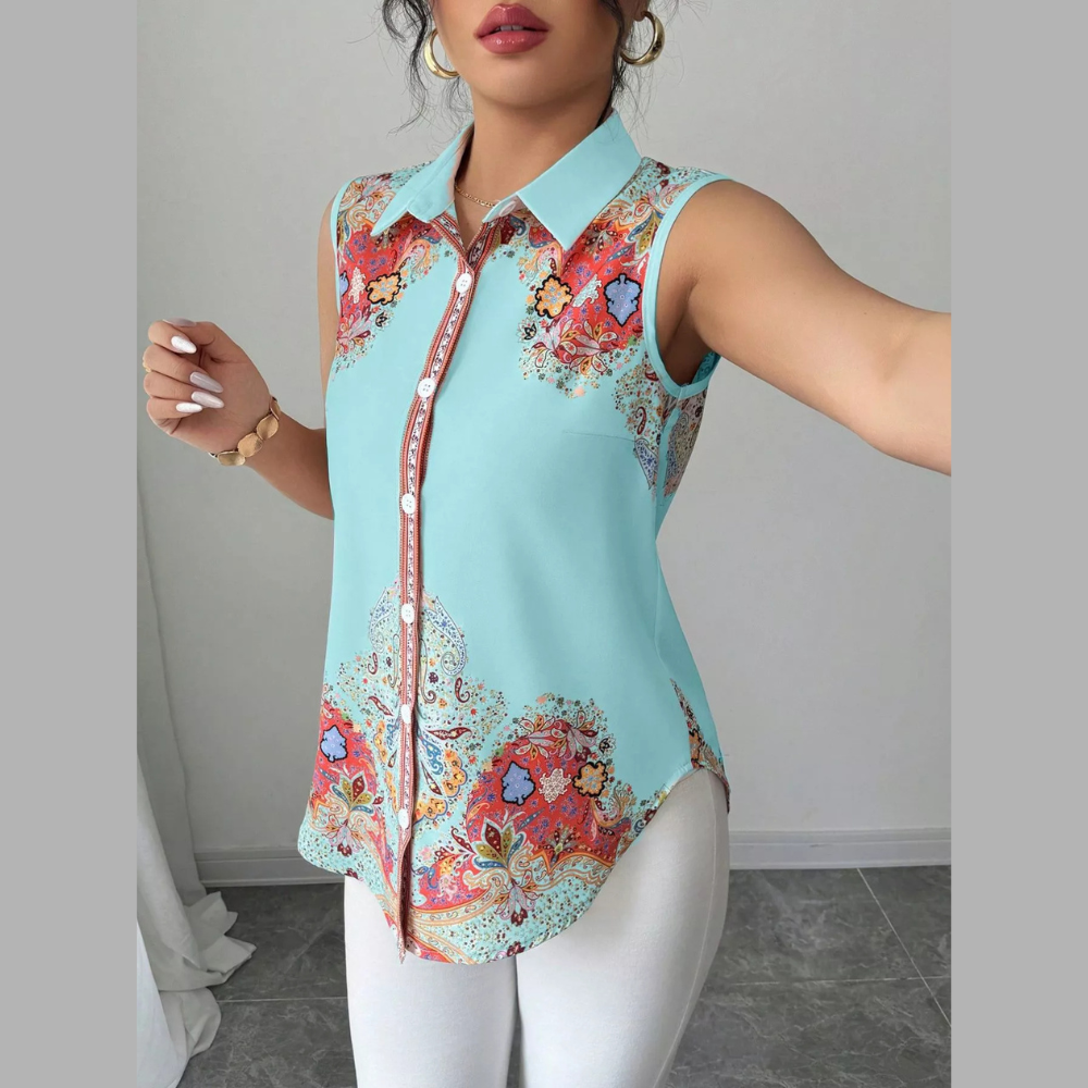 Button Up Sleeveless Casual Shirt