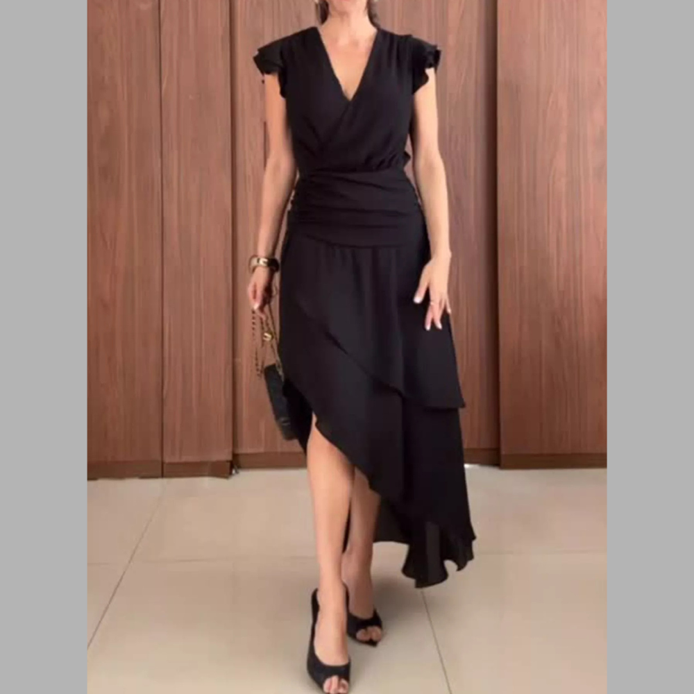 Asymmetrical Ruffled Hem Dress