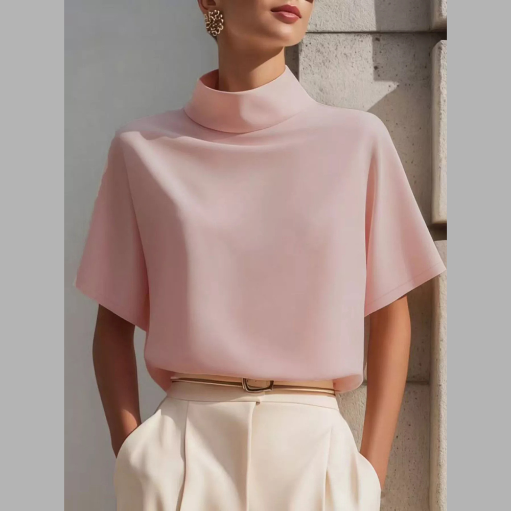 Mock Neck Short Sleeve T-Shirt