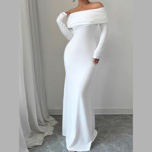 Off-Shoulder Ruched Bodycon Maxi Dress