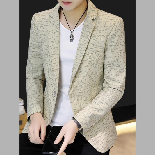 Men's Plus Size Abstract Patterned Slim Fit Blazer