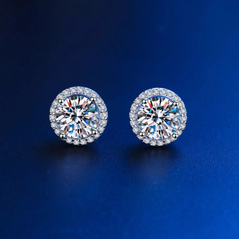 1 Carat Moissanite 925 Sterling Silver Casual Stud Earrings