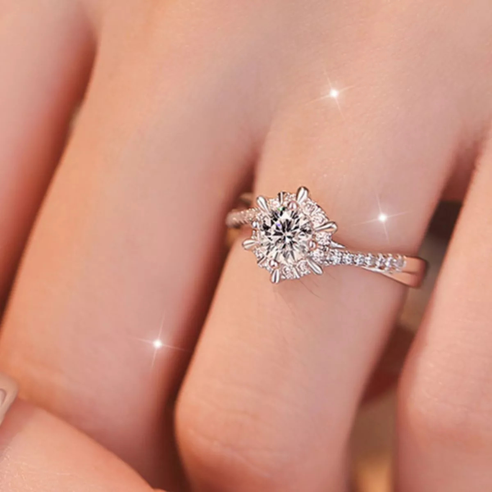 2 Piece Moissanite 925 Sterling Casual Silver Ring