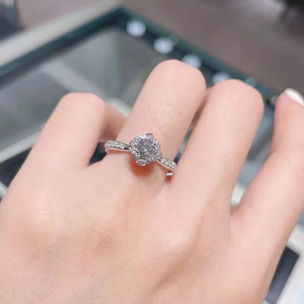 1 Carat Moissanite 925 Sterling  Sparkle Silver Ring