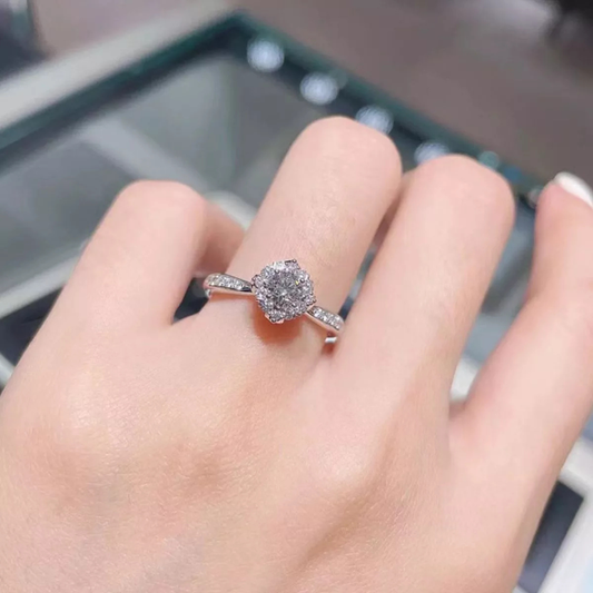 1 Carat Moissanite 925 Sterling  Sparkle Silver Ring