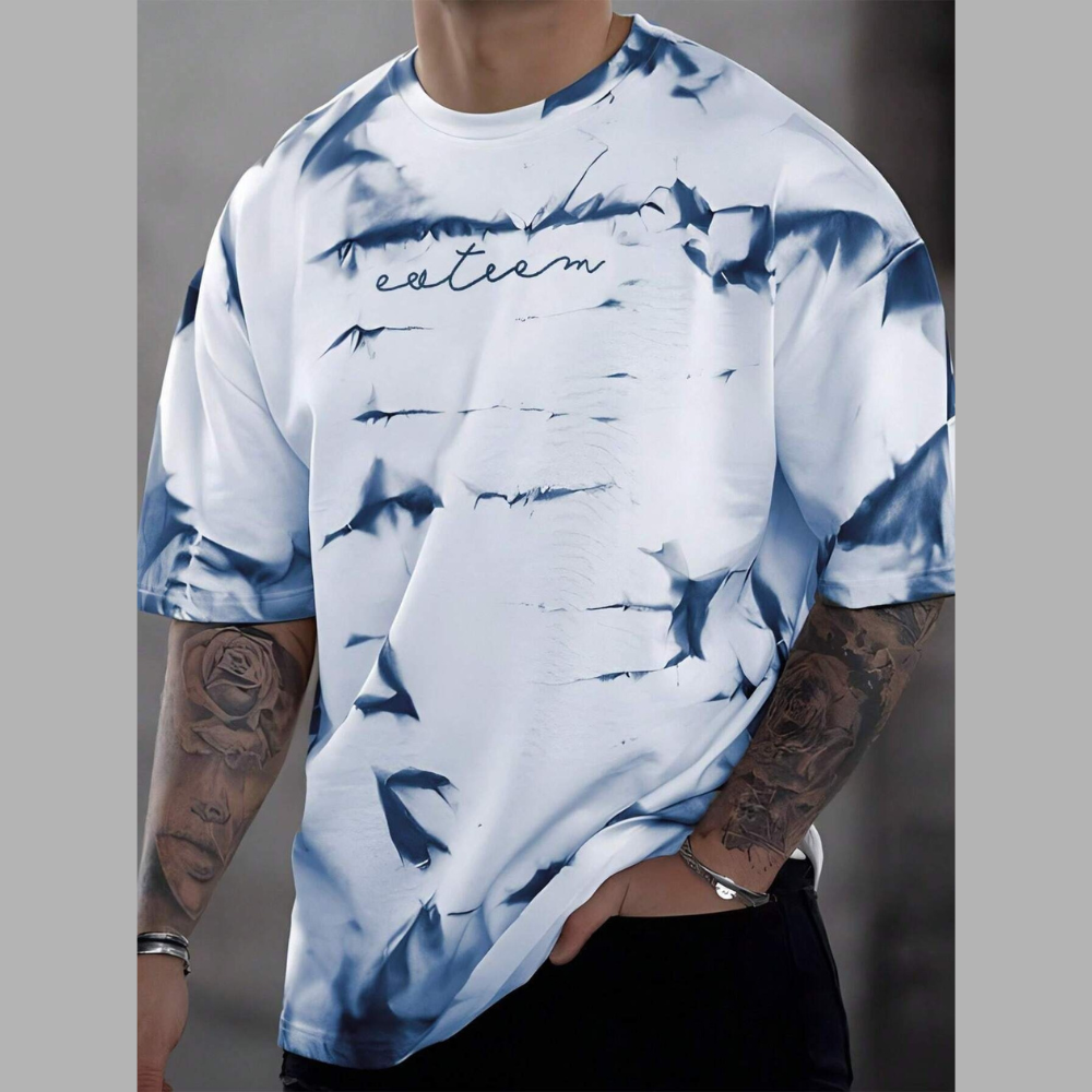 Men's Full Size Tie-Dye Round Neck T-Shirt Plus Size