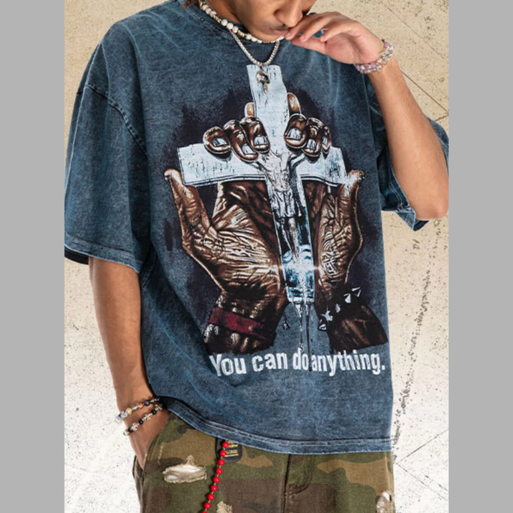 Men's Vintage Wash Cross Graphic T-Shirt