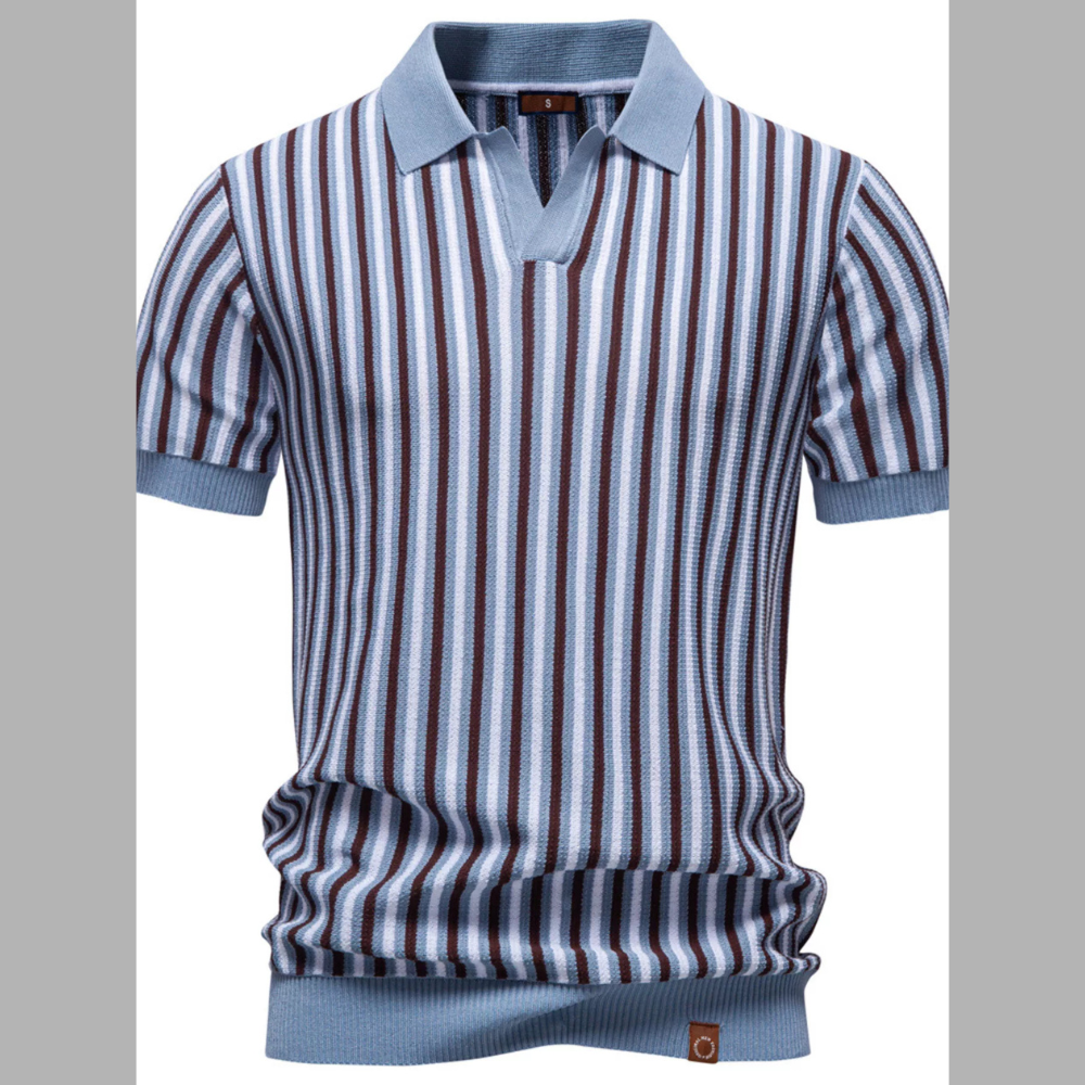 Men's Striped Casual Short Sleeve Polo