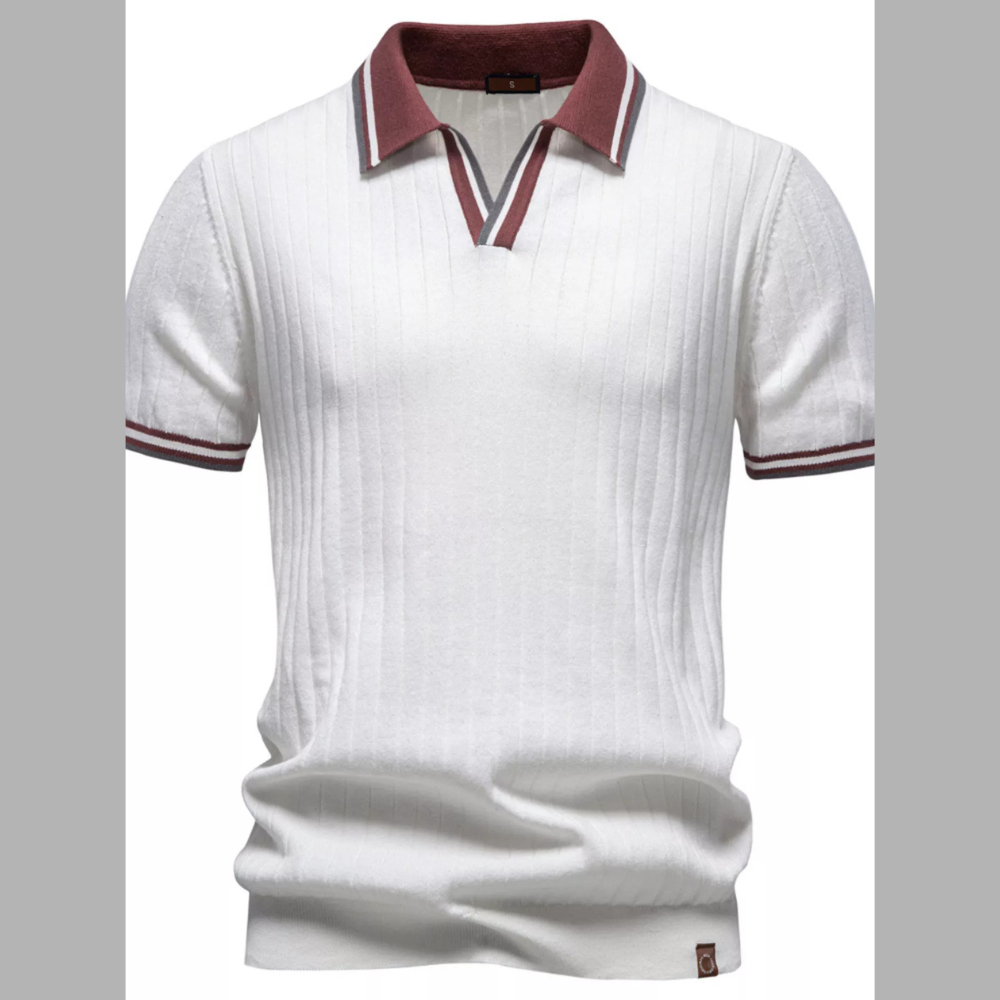 Men's Classic Ribbed Knit Short Sleeve Polo
