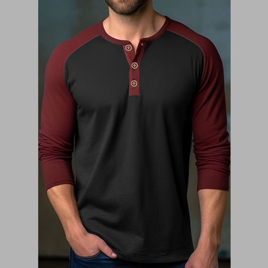 Men's Casual Henley Long Sleeve T-Shirt