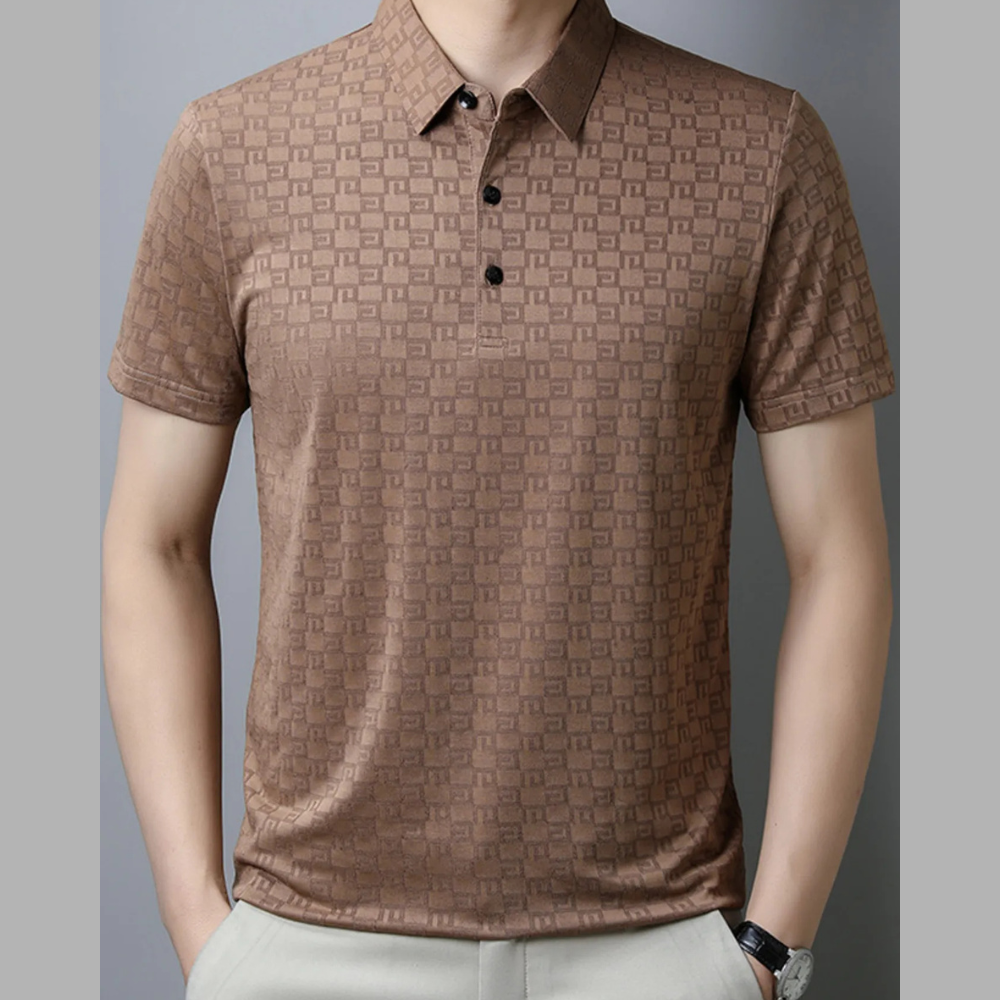 Men's Plus Size Breathable Textured Pattern Polo