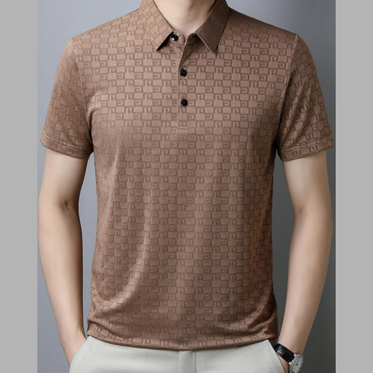 Men's Plus Size Breathable Textured Pattern Polo