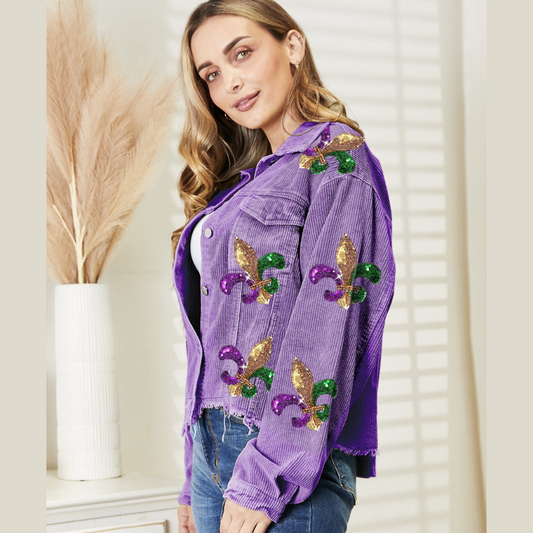 Sequin Raw Hem Jacket