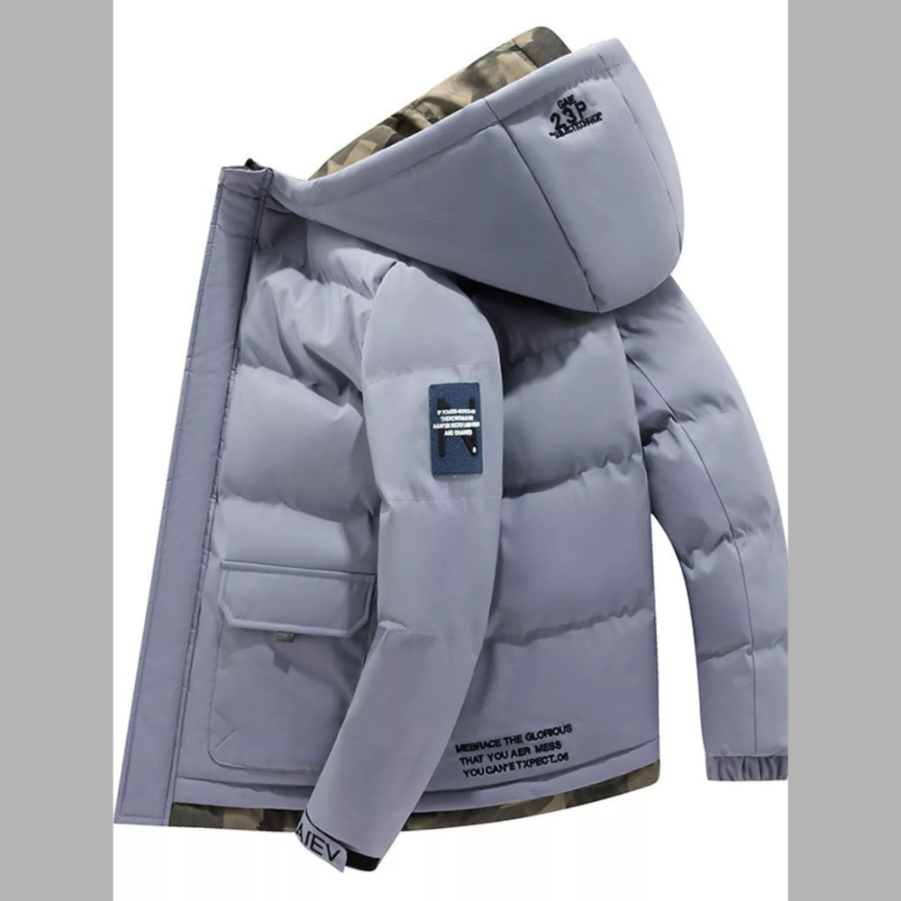 Men's Plus Size Hooded Padded Zip Up Coat