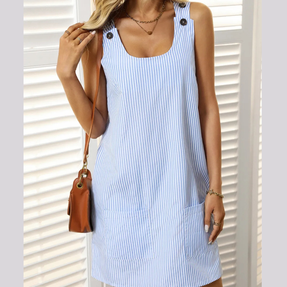 Mandy Striped Wide Strap Mini Dress
