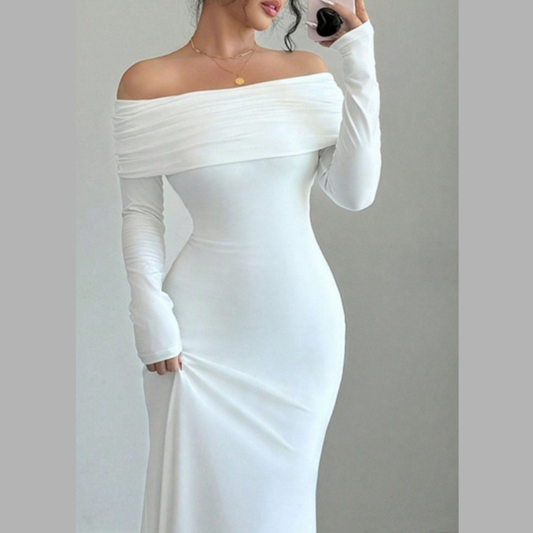 Off-Shoulder Long Sleeve Maxi Dress
