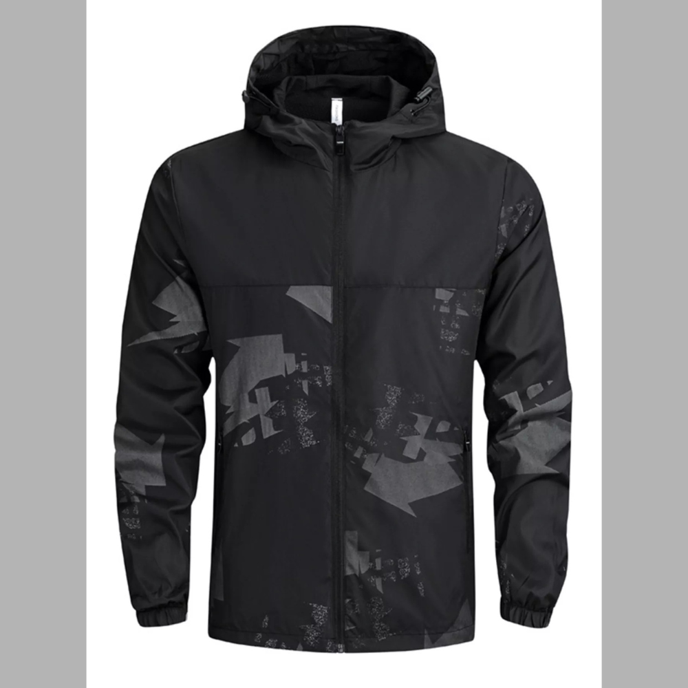 Men's Plus Size Trendy Lightweight Hooded Windbreaker Jacket