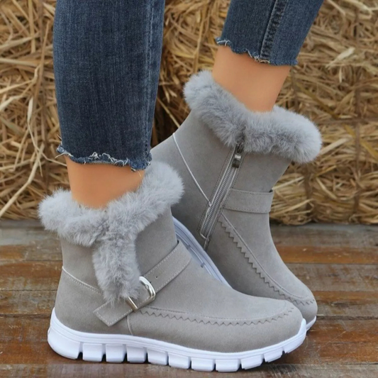 Faux Fur Trim Ankle Boots