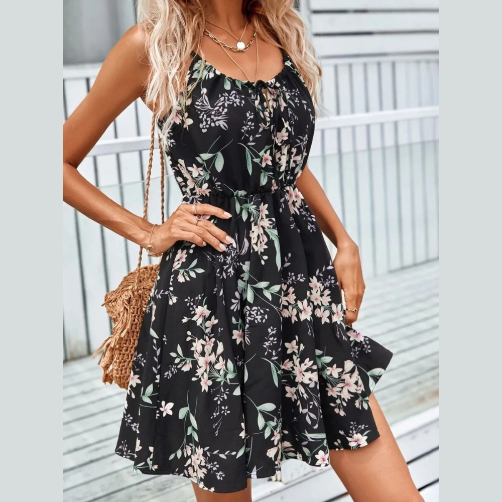 Floral Print Spaghetti Strap Summer Mini Dress
