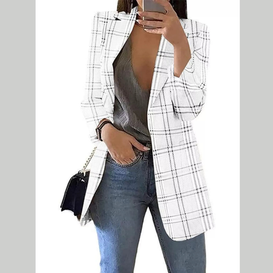 Plaid Lapel Collar Blazer