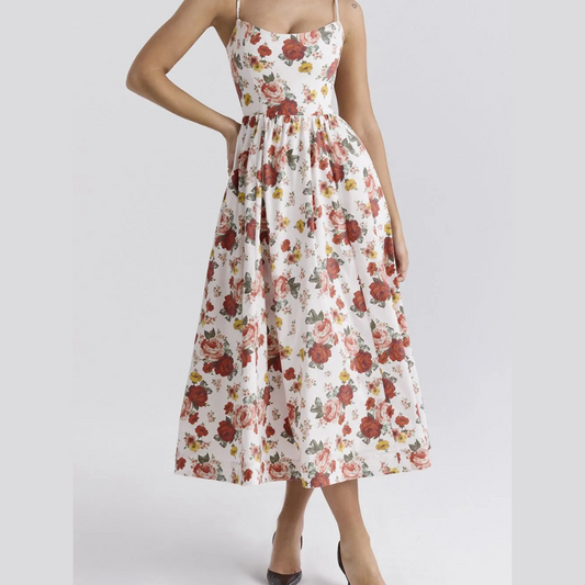 Floral Print Spaghetti Strap Midi Dress