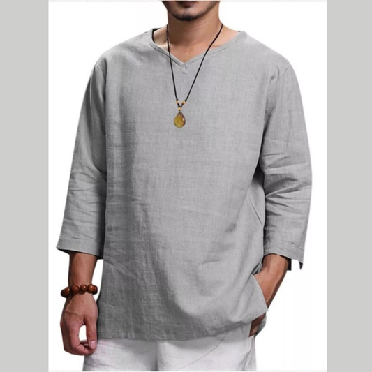 Men's Plus Size Casual Comfortable Fit 3/4 Sleeve Blouse