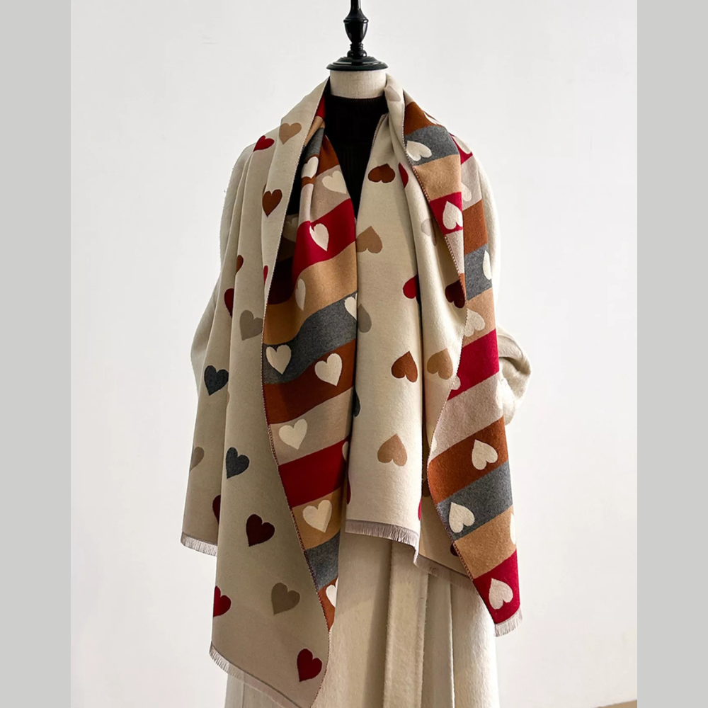 Heart Pattern Warm Scarf