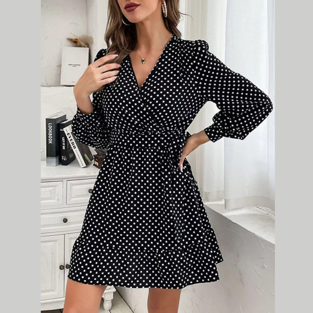 Polka Dot Wrap Mini Dress