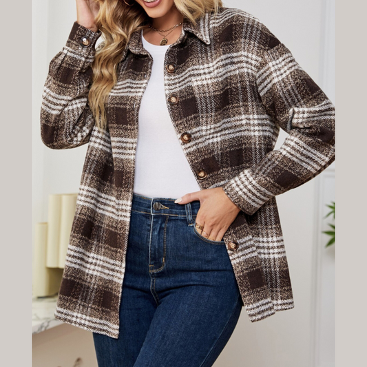 Plaid Collared Shirt Jacket