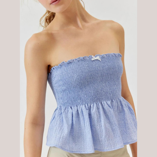 Smocked Peplum Tube Top