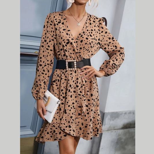 Leopard Surplice Wrap Mini Dress