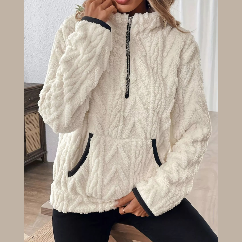 Full Size Fleece Half Zip Sweatshirt Plus Size