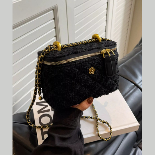 Tweed Crossbody Bag with Chain Strap