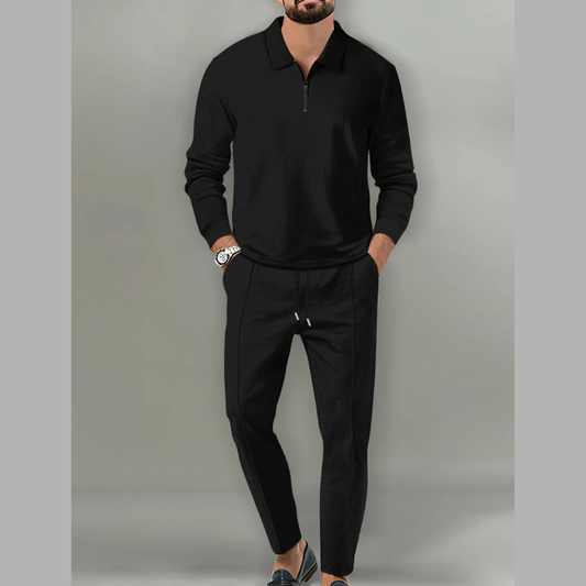 Men's Full Size Long Sleeve Top and Pants Set Plus Size