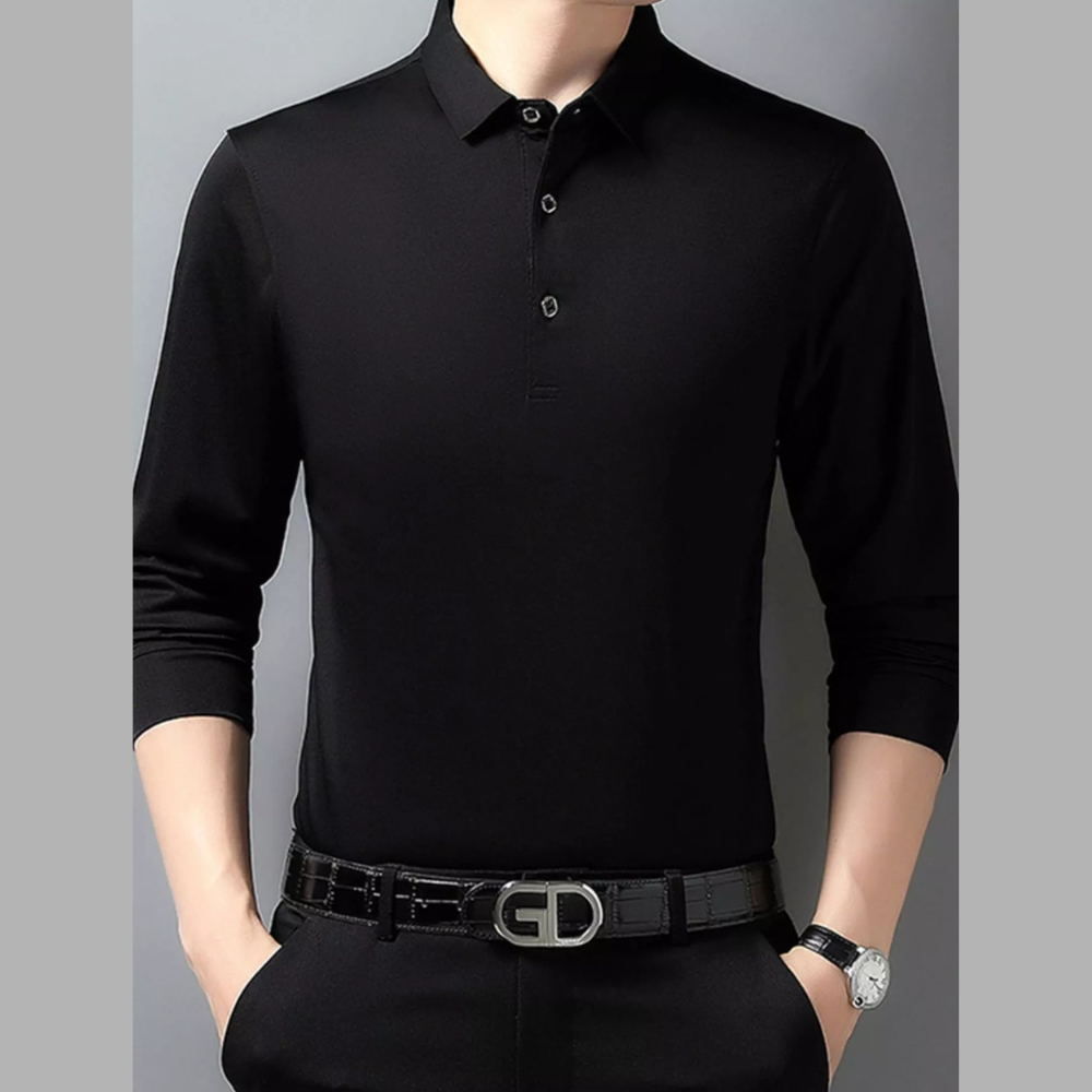 Men's Plus Size Long Sleeve Classic Fit Polo