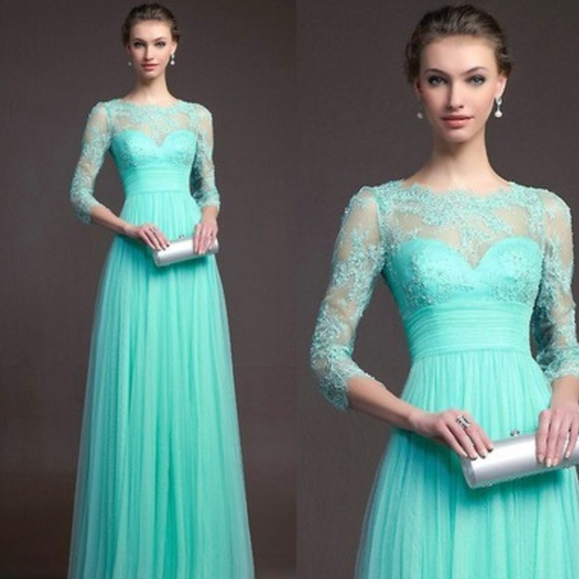 Long sleeve lace see-through dress