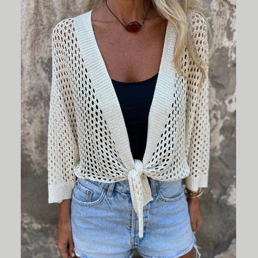 Tie-Front Crochet Knit Cover Up