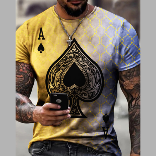 Men's Full Size Ace of Spades Graphic Print T-Shirt Plus Size
