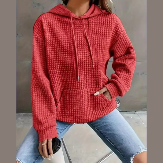 Textured Knit Drawstring Hoodie