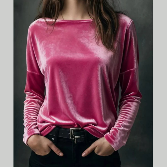 Full Size Velvet Long Sleeve T-Shirt Plus Size