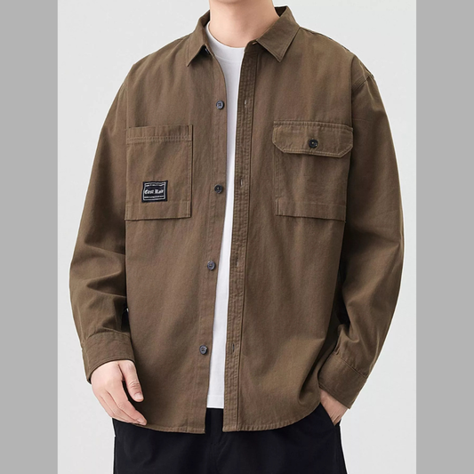 Trendy Men's Plus Size Casual Button Up Shirt