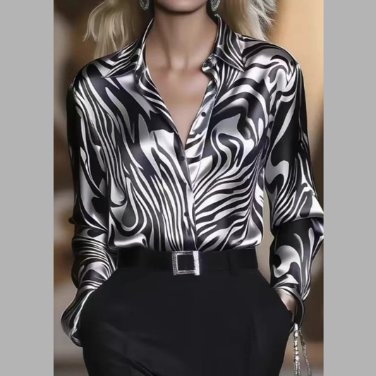 Zebra Print Button Up Shirt