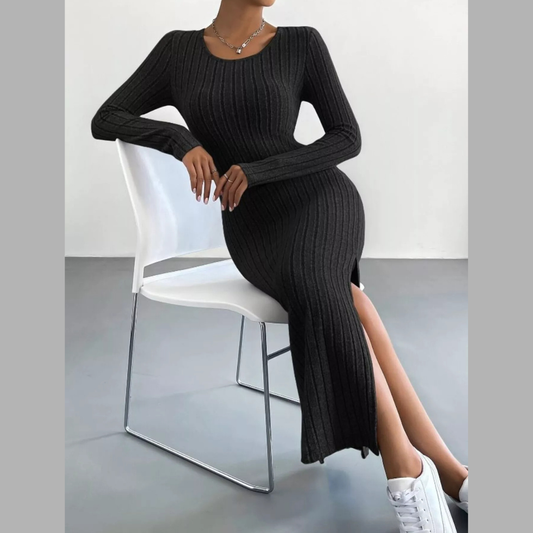 Full Size Ribbed Knit Bodycon Midi Dress Plus Size