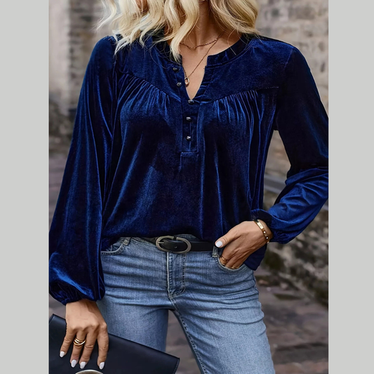 Velvet Balloon Sleeve Blouse