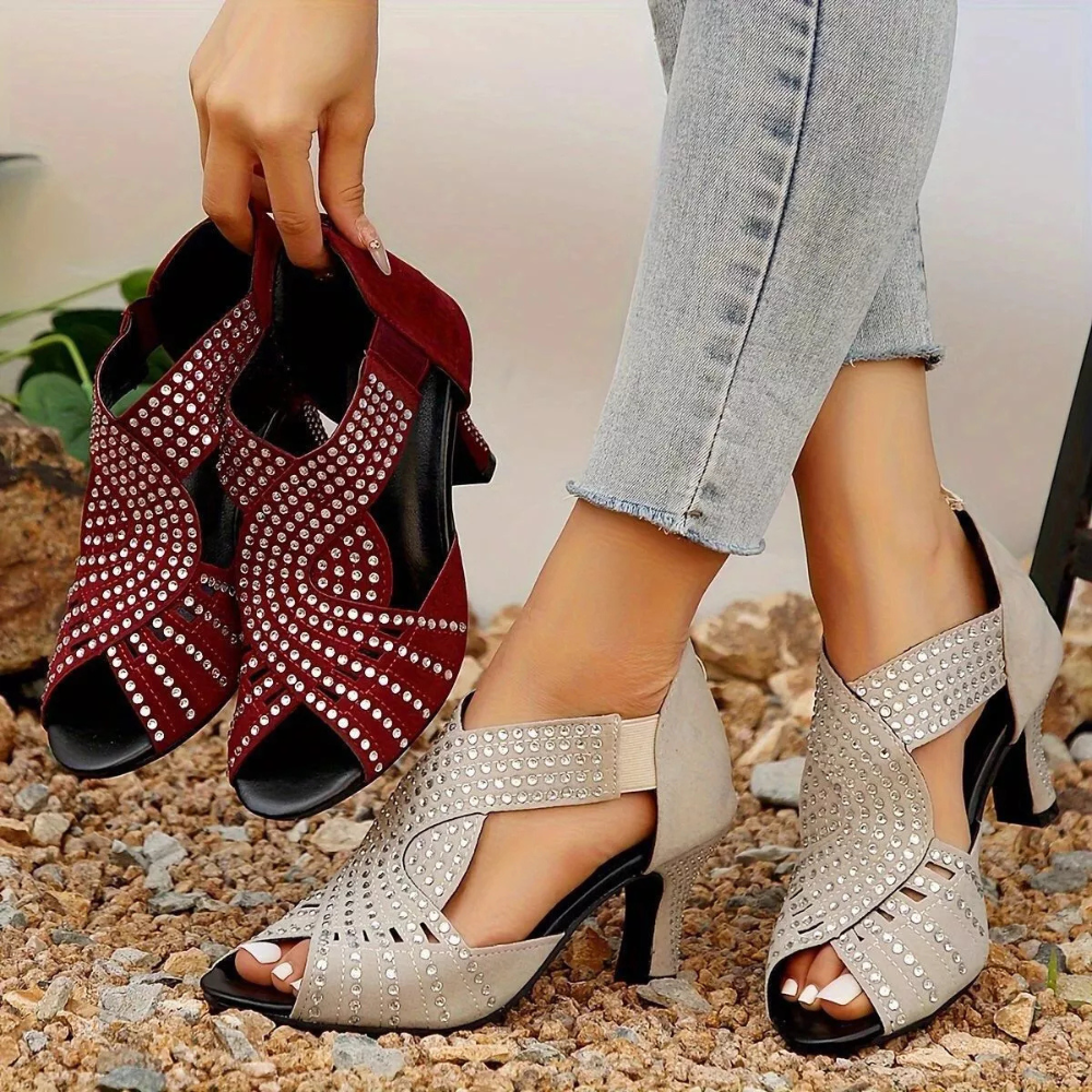 Classic Peep Toe Block Heels Sandals