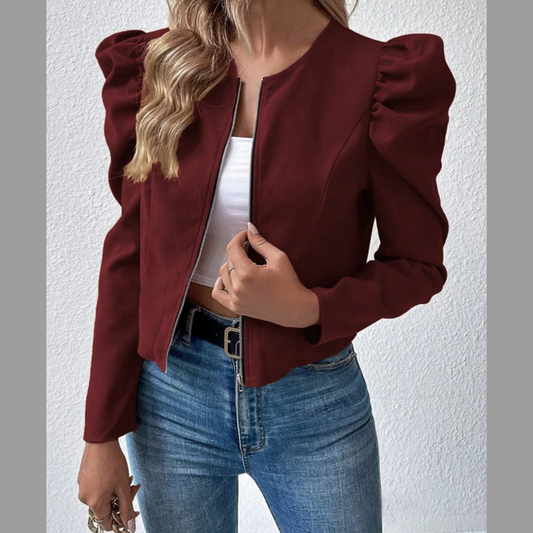 Zip Up Puff Sleeve Jacket